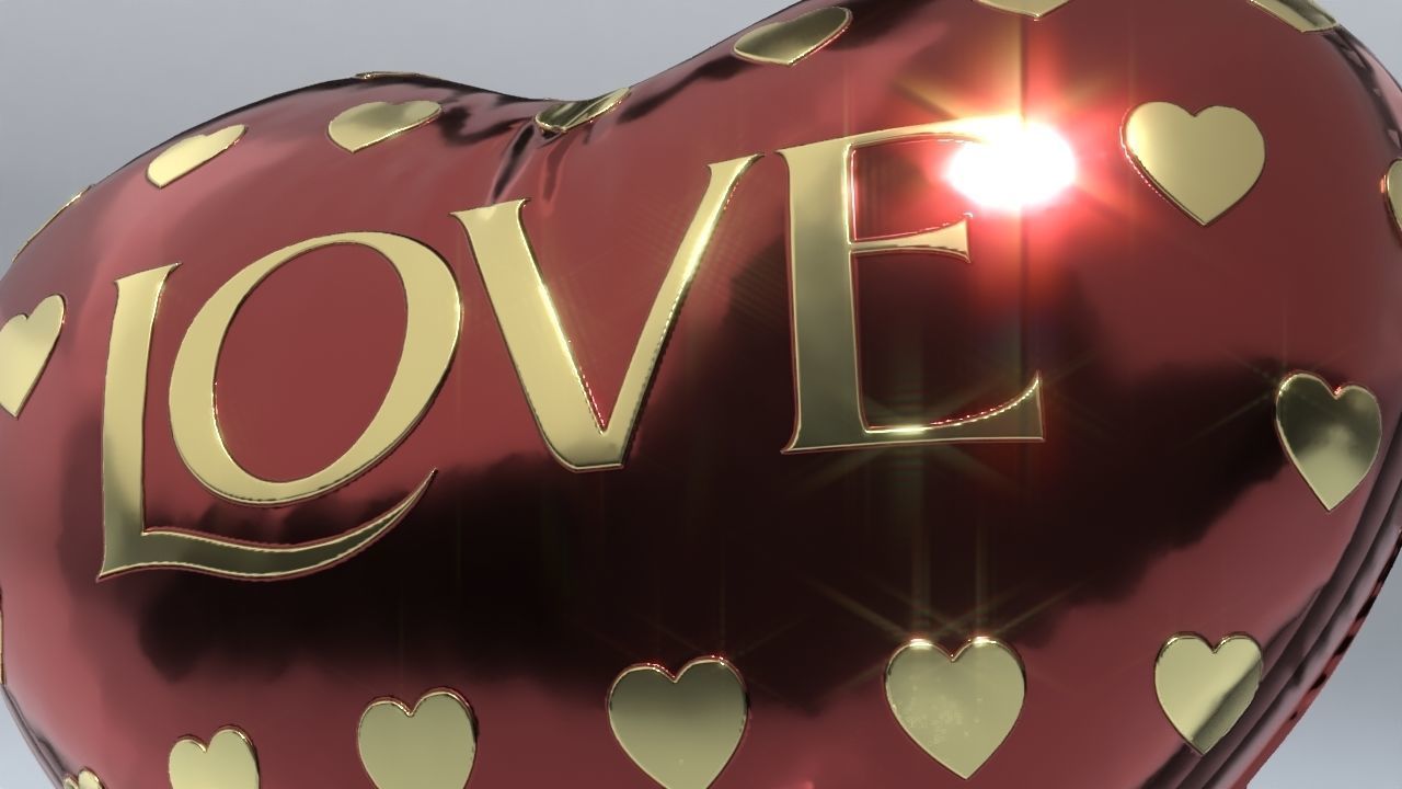 Heart shaped Balloon for Valentines Day Low-poly 3D model_13