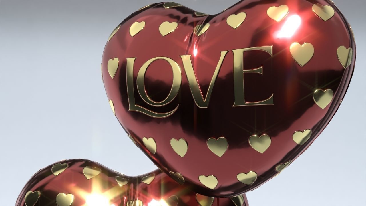 Heart shaped Balloon for Valentines Day Low-poly 3D model_5