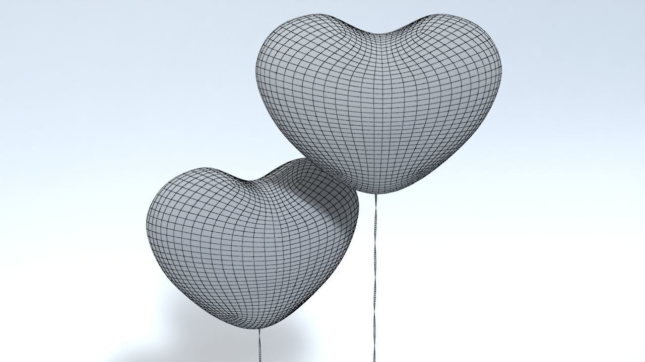Heart shaped Balloon for Valentines Day Low-poly 3D model_2