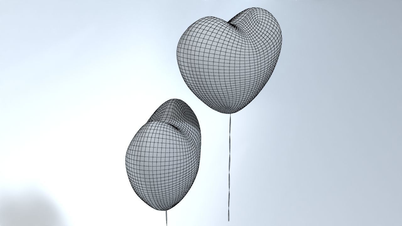 Heart shaped Balloon for Valentines Day Low-poly 3D model_10