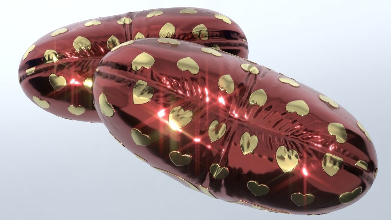 Heart shaped Balloon for Valentines Day Low-poly 3D model_7