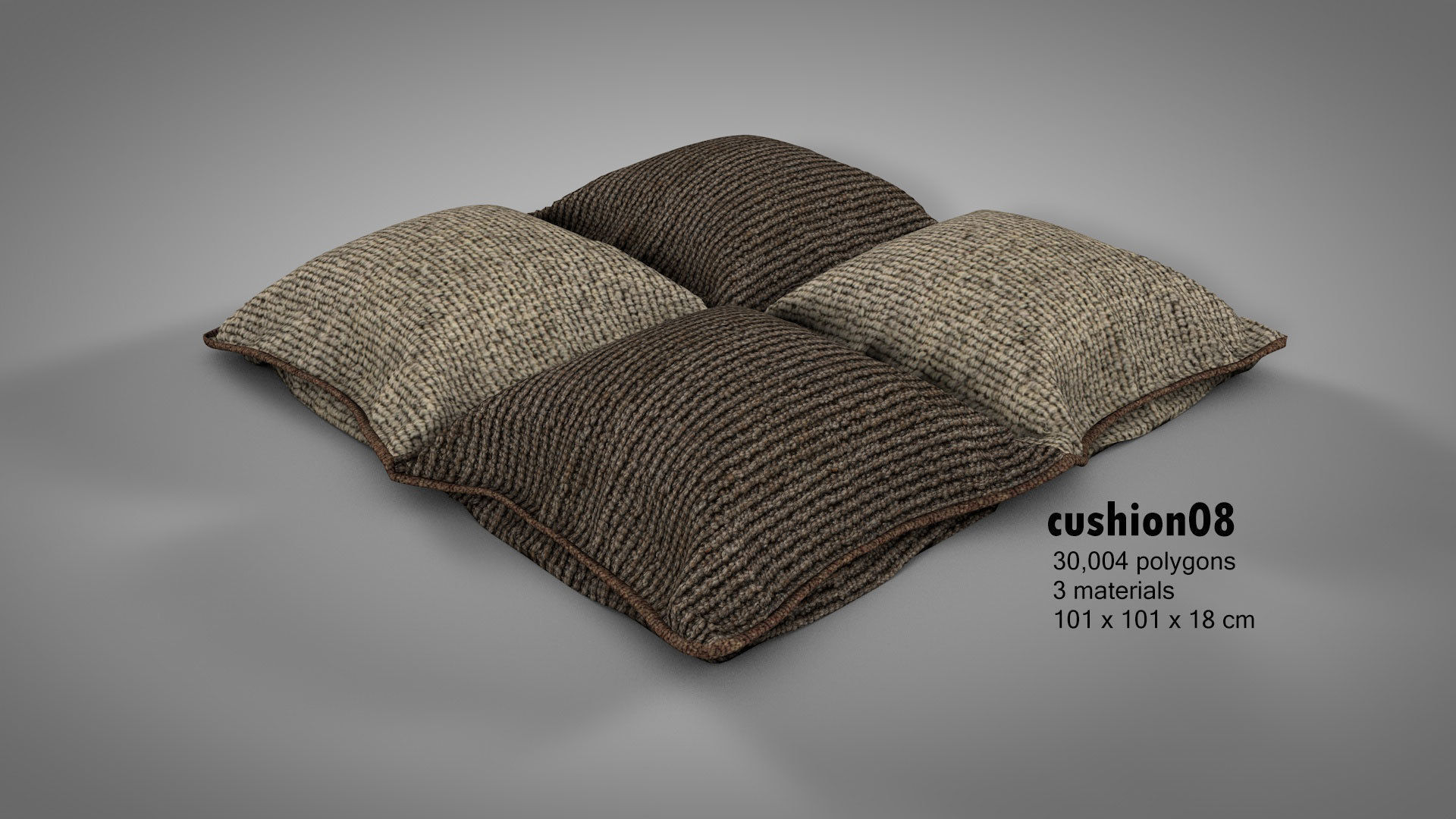 Canvas Covered Floor Cushions 3D model_16