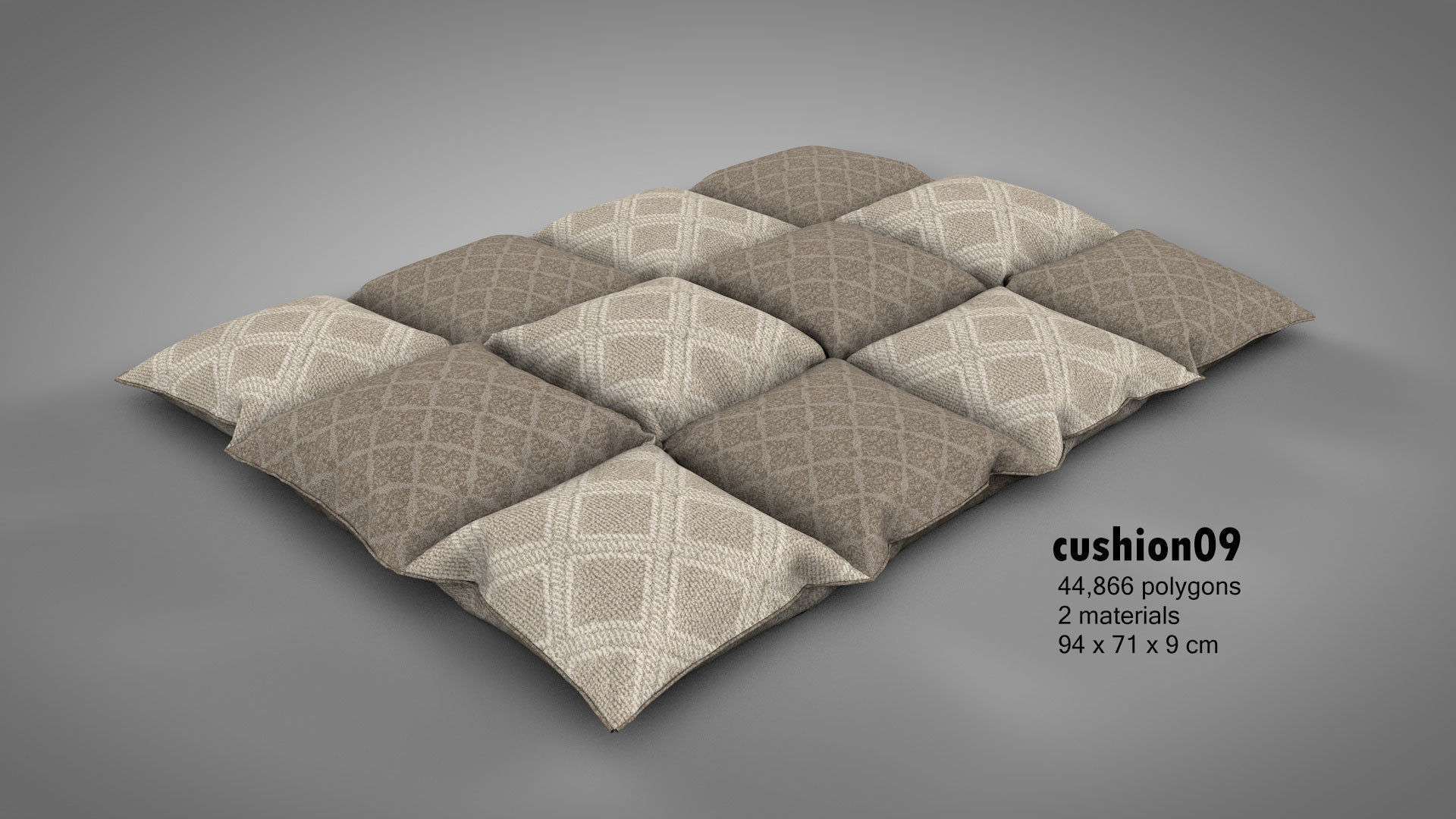 Canvas Covered Floor Cushions 3D model_18