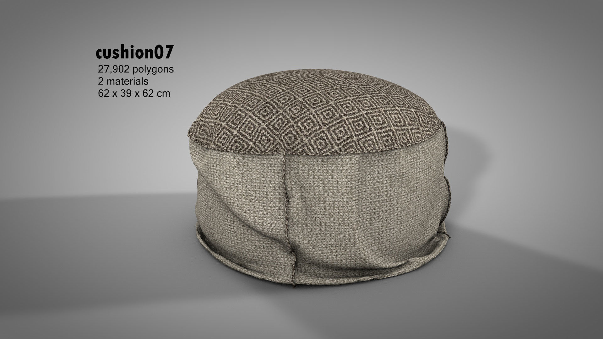 Canvas Covered Floor Cushions 3D model_14