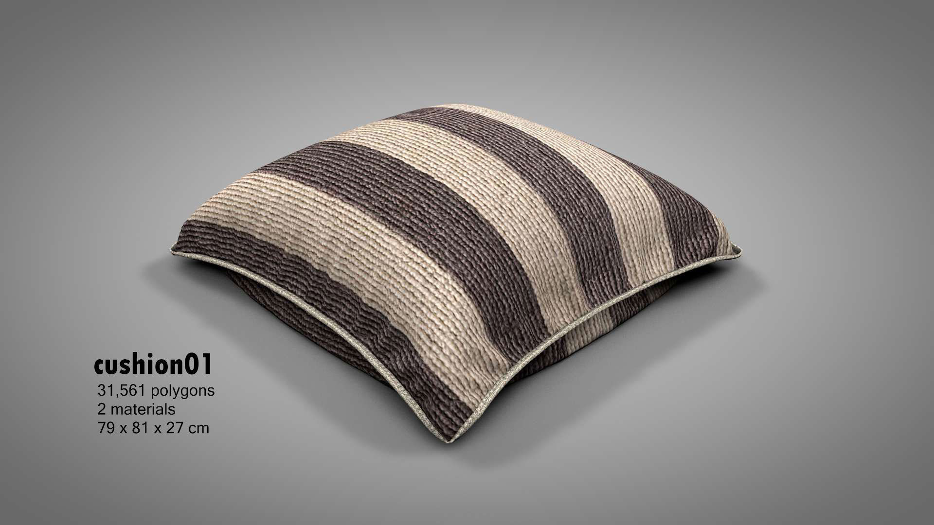 Canvas Covered Floor Cushions 3D model_2