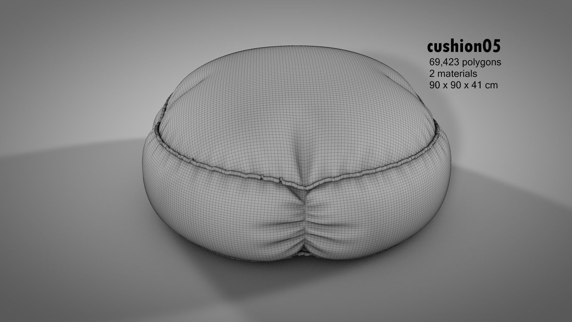 Canvas Covered Floor Cushions 3D model_11