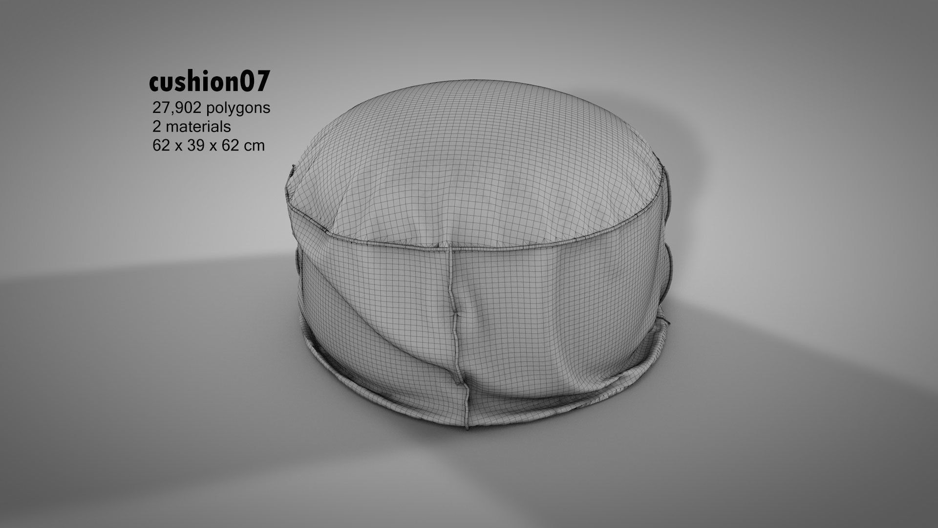 Canvas Covered Floor Cushions 3D model_15