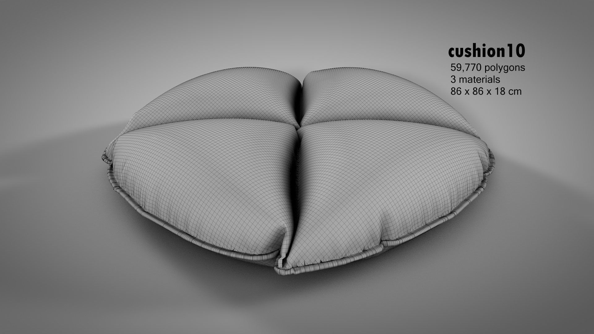 Canvas Covered Floor Cushions 3D model_21