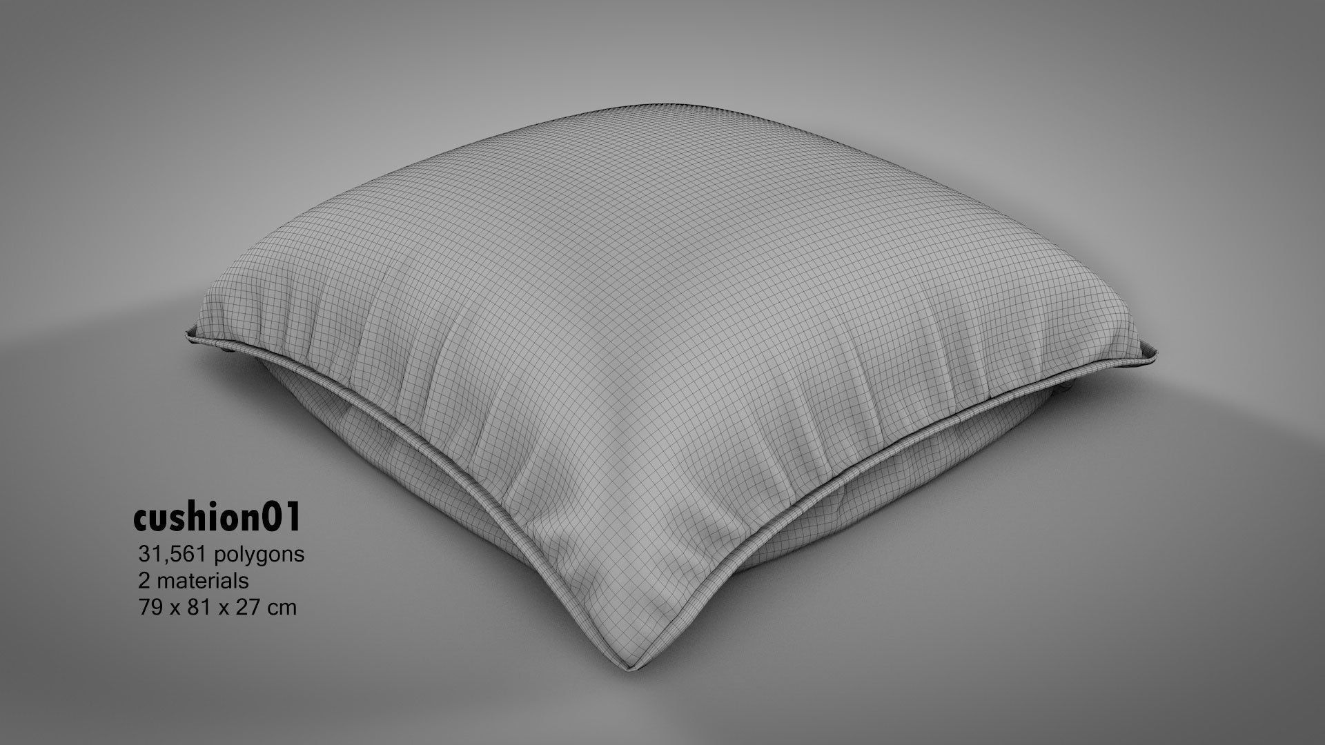 Canvas Covered Floor Cushions 3D model_3