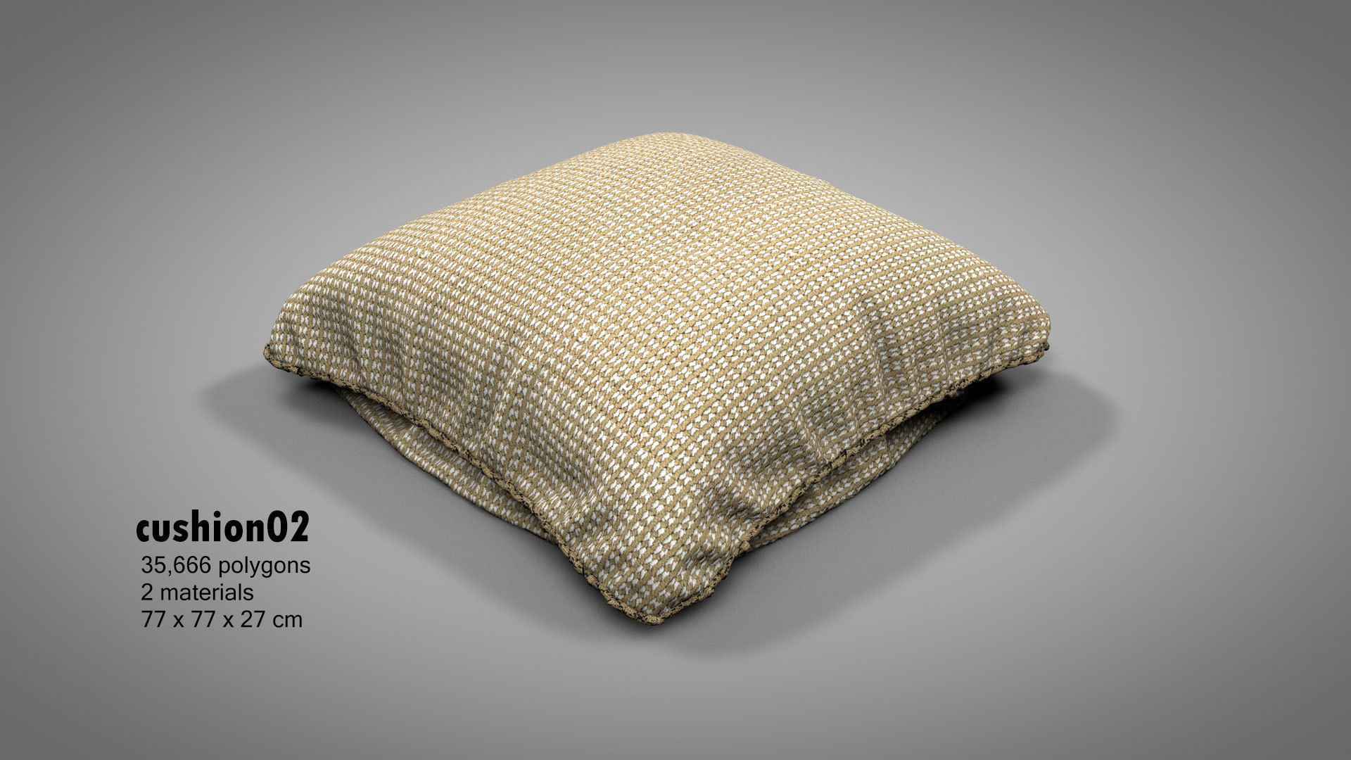 Canvas Covered Floor Cushions 3D model_4