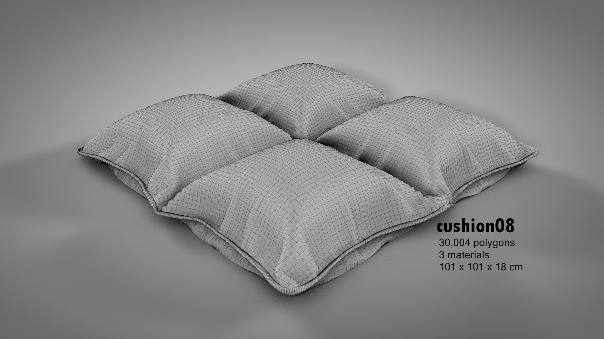 Canvas Covered Floor Cushions 3D model_17