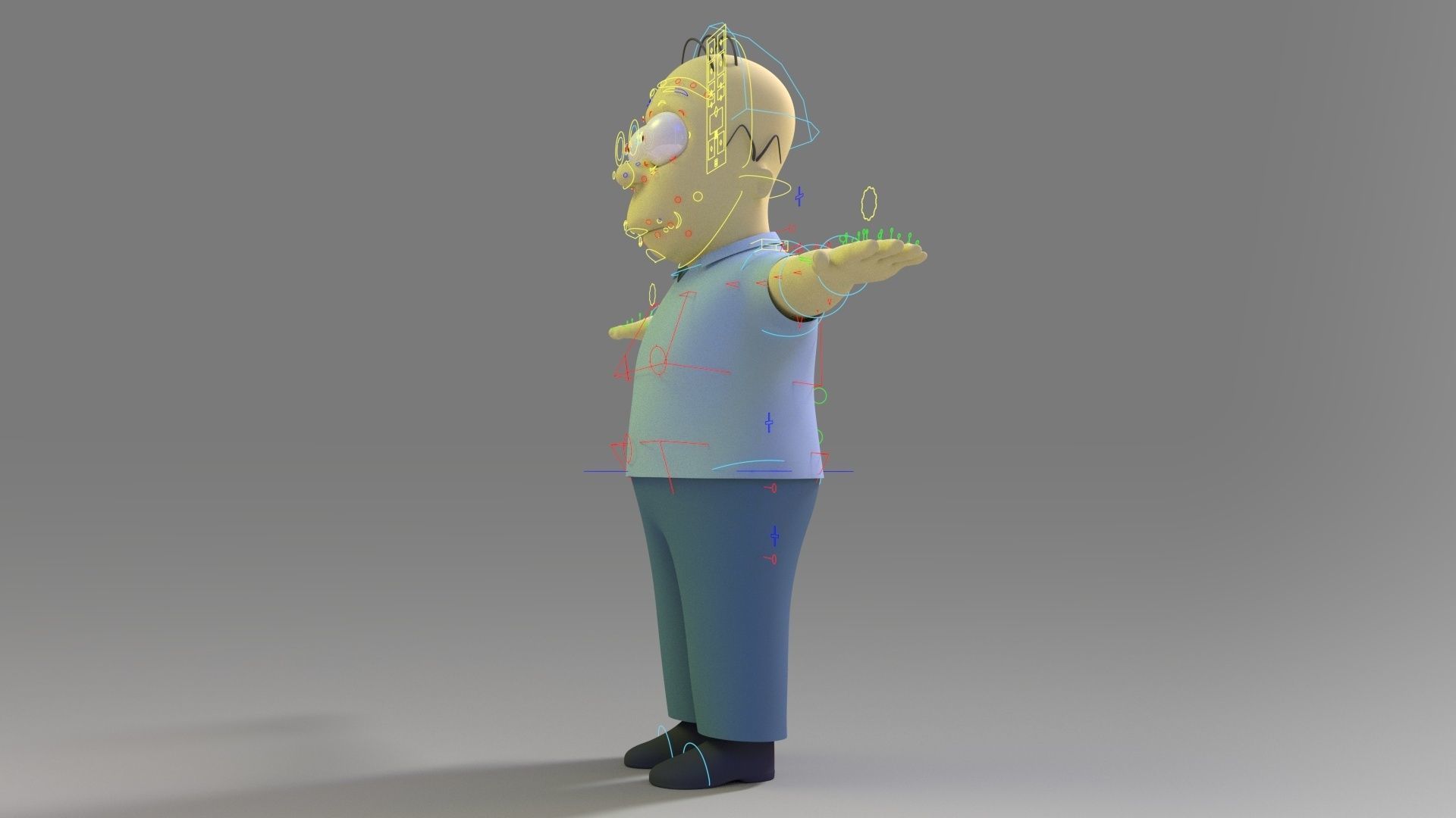 homer jey Simpson Rigged and 3DPrint 3D print model_18