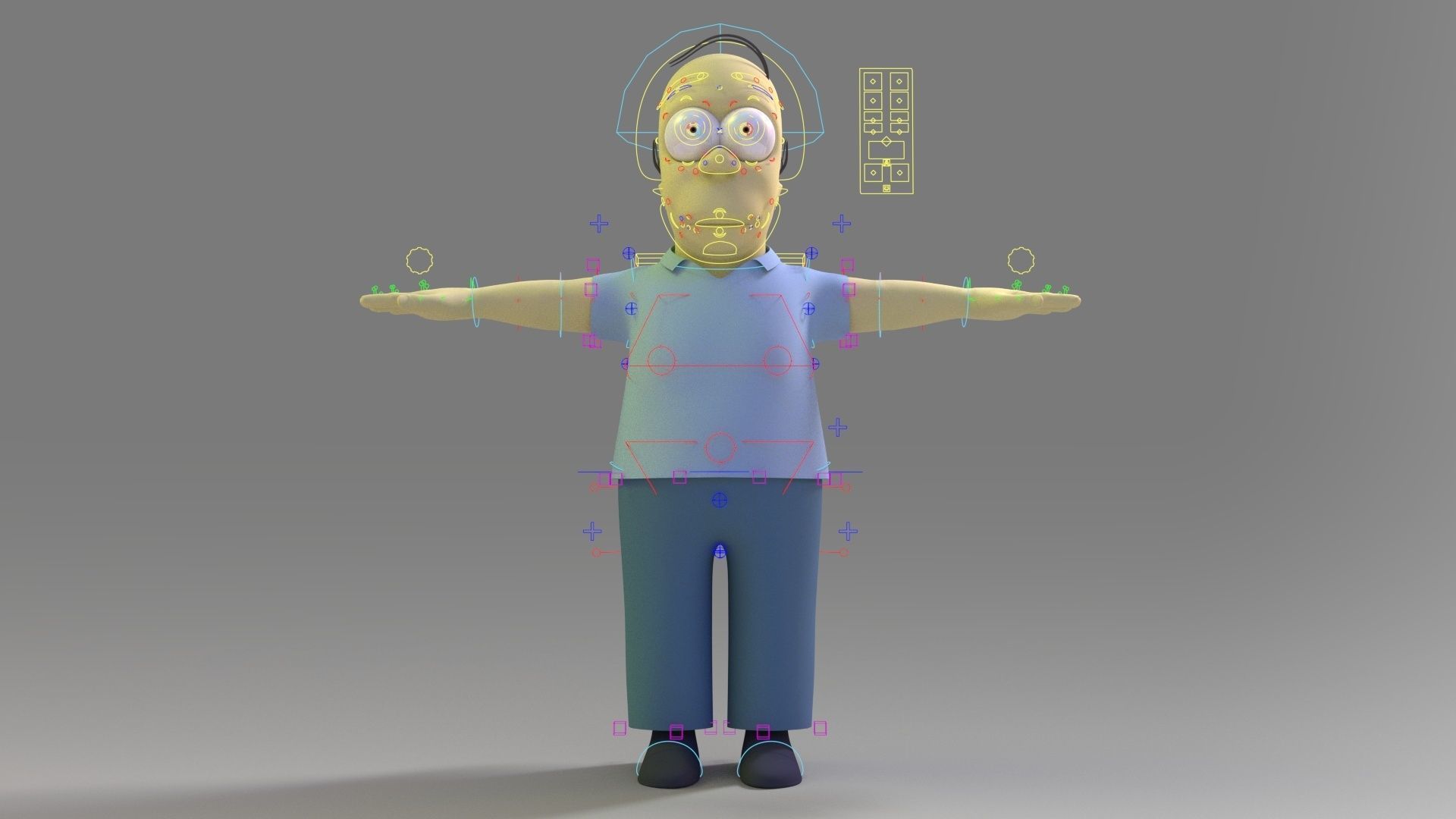 homer jey Simpson Rigged and 3DPrint 3D print model_17