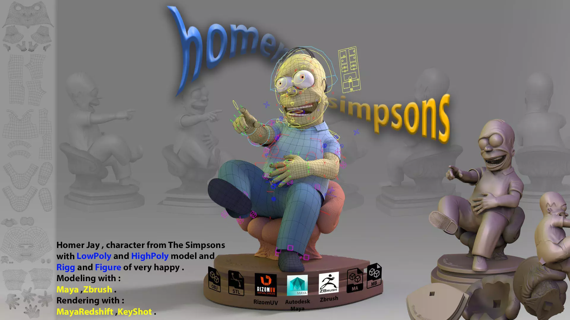 homer jey Simpson Rigged and 3DPrint 3D print model_0