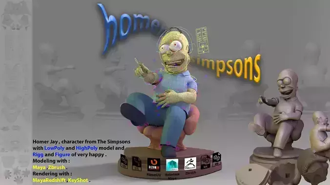 homer jey Simpson Rigged and 3DPrint