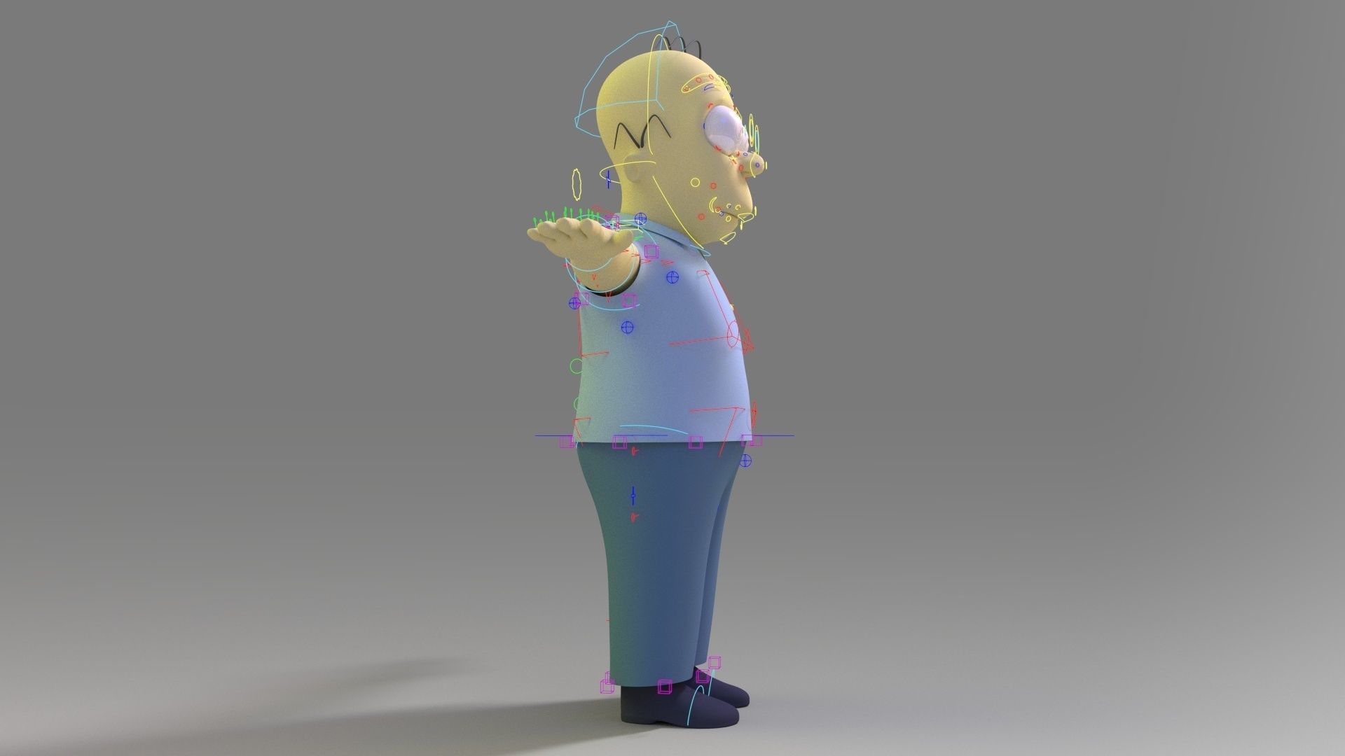 homer jey Simpson Rigged and 3DPrint 3D print model_19