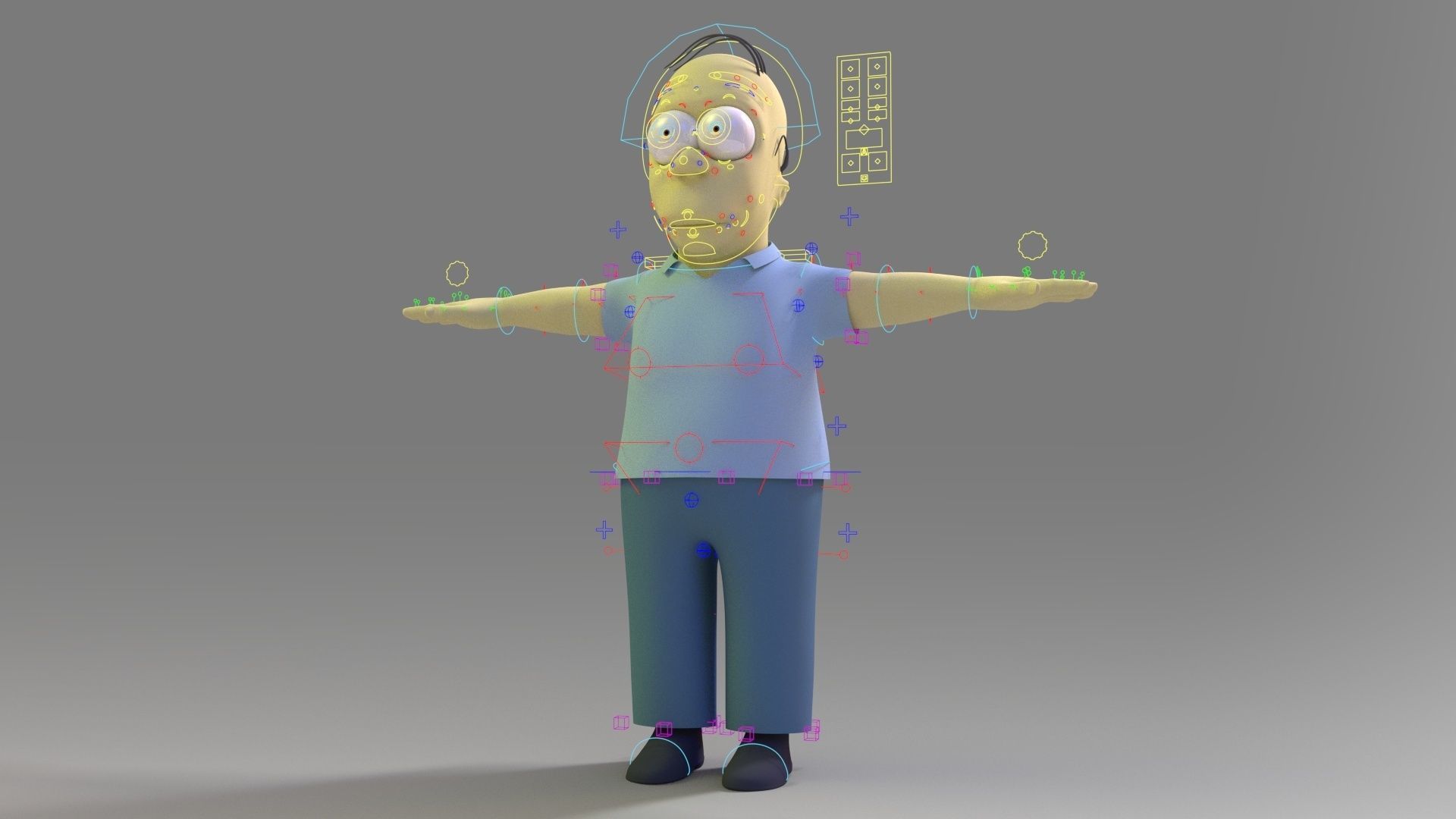 homer jey Simpson Rigged and 3DPrint 3D print model_16