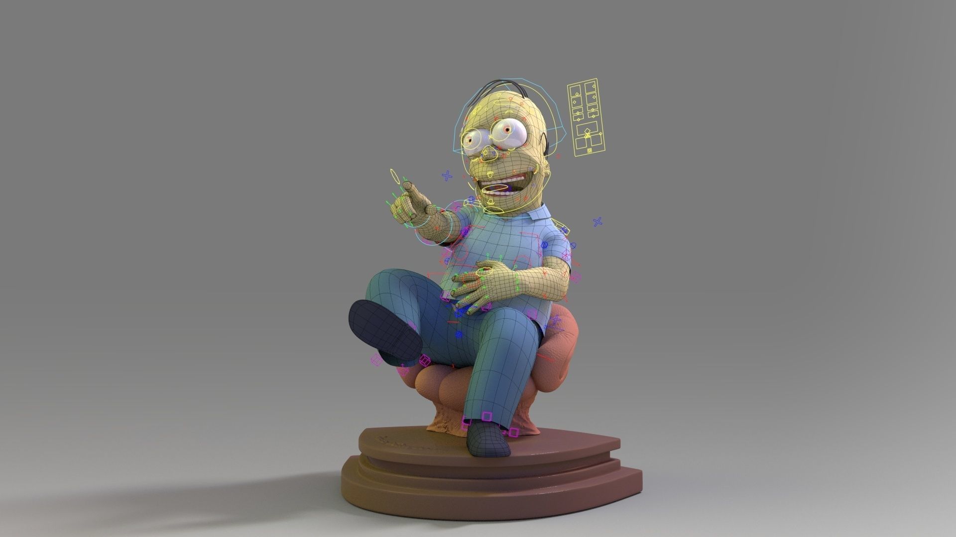 homer jey Simpson Rigged and 3DPrint 3D print model_22