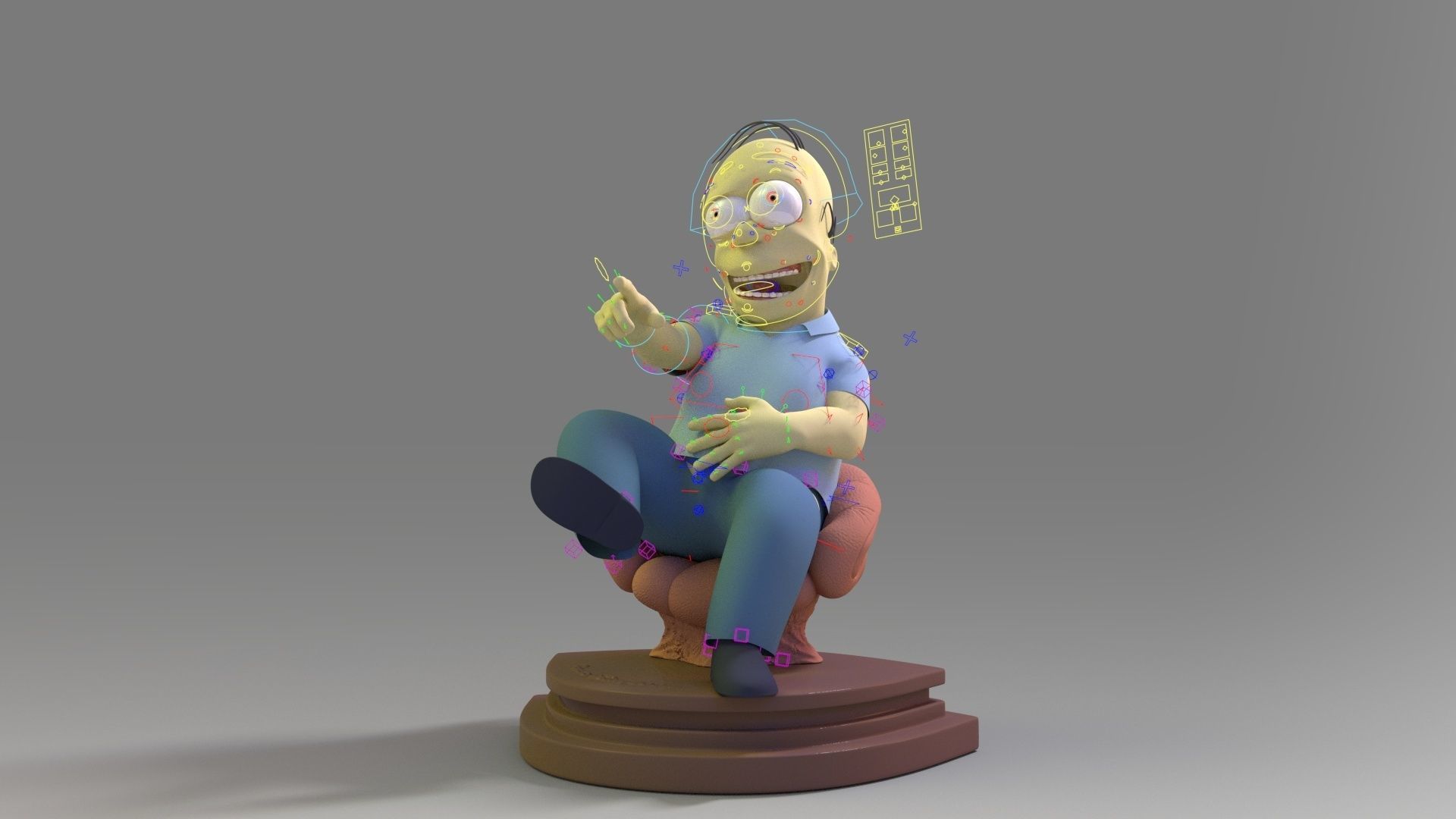 homer jey Simpson Rigged and 3DPrint 3D print model_11