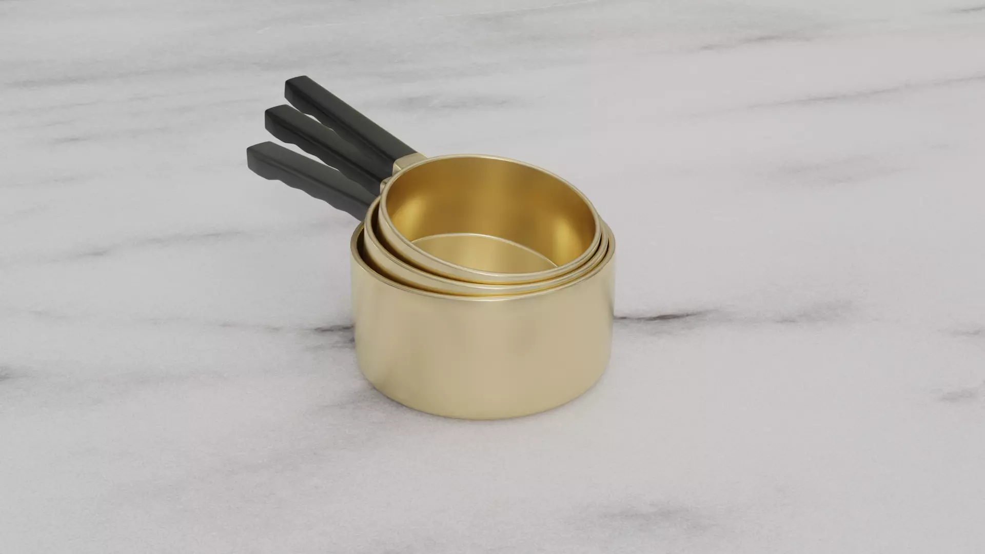 3 set of golden saucepans Free 3D model