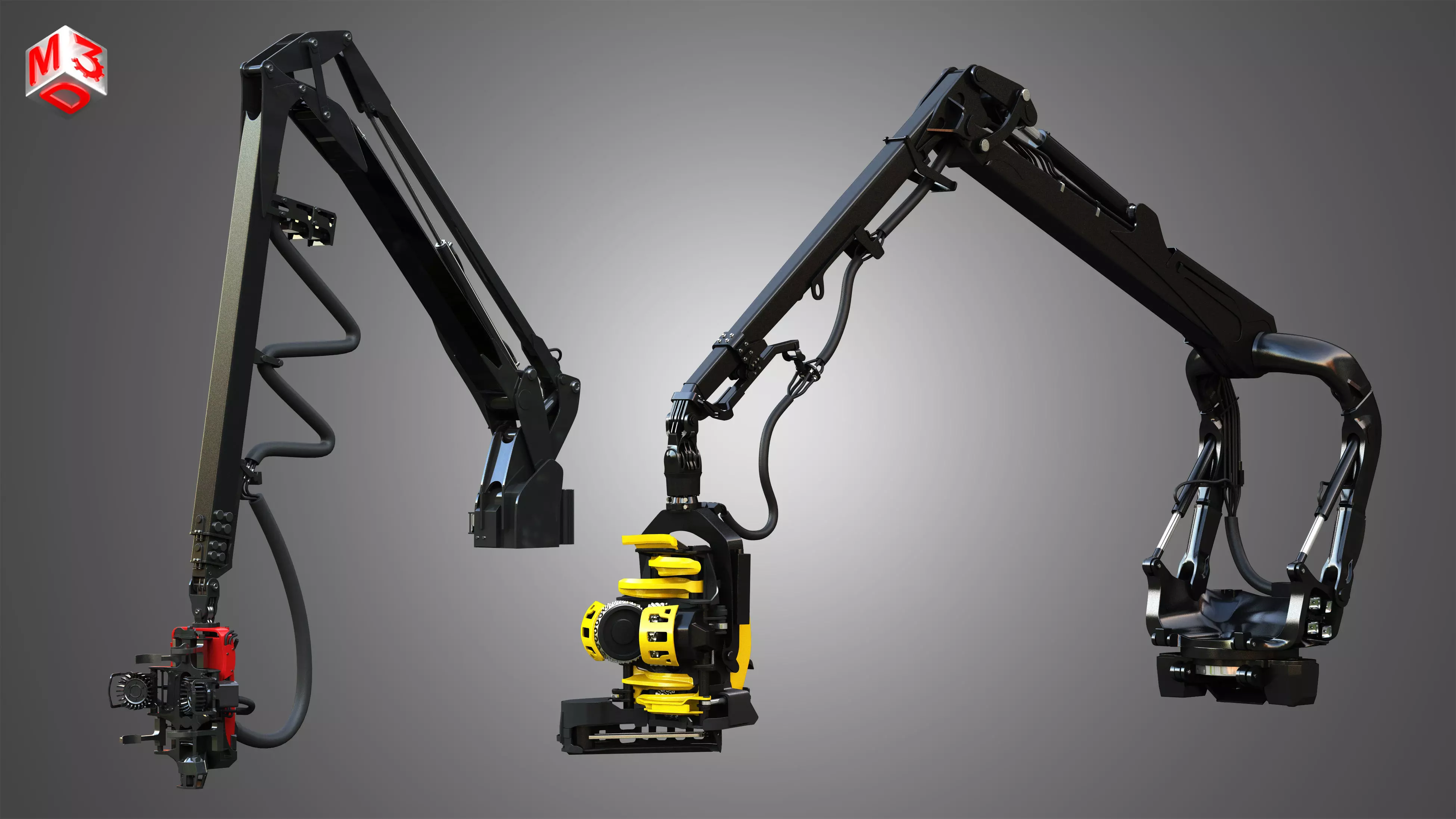 Forestry Harvester Cranes - 2 in 1 3D Model Collection_0