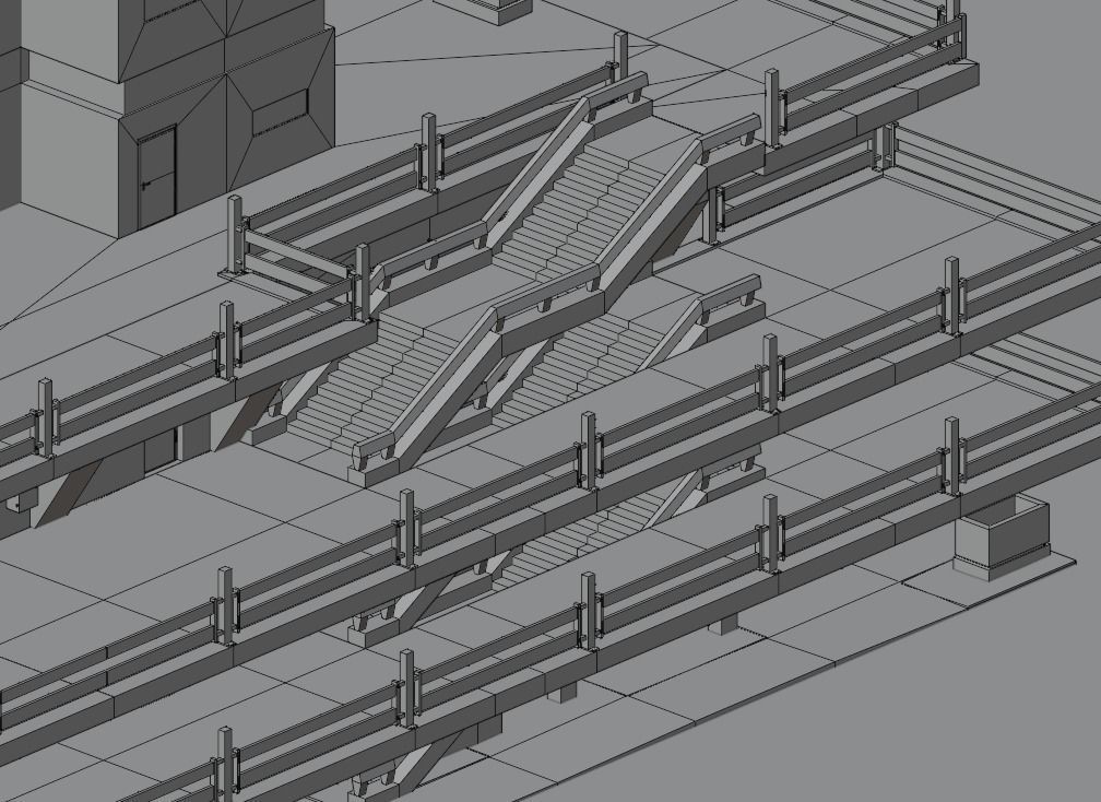 Highrise Building with dirty design and interior Low-poly 3D model_17