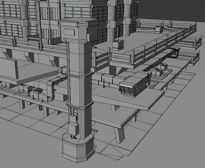 Highrise Building with dirty design and interior Low-poly 3D model_13
