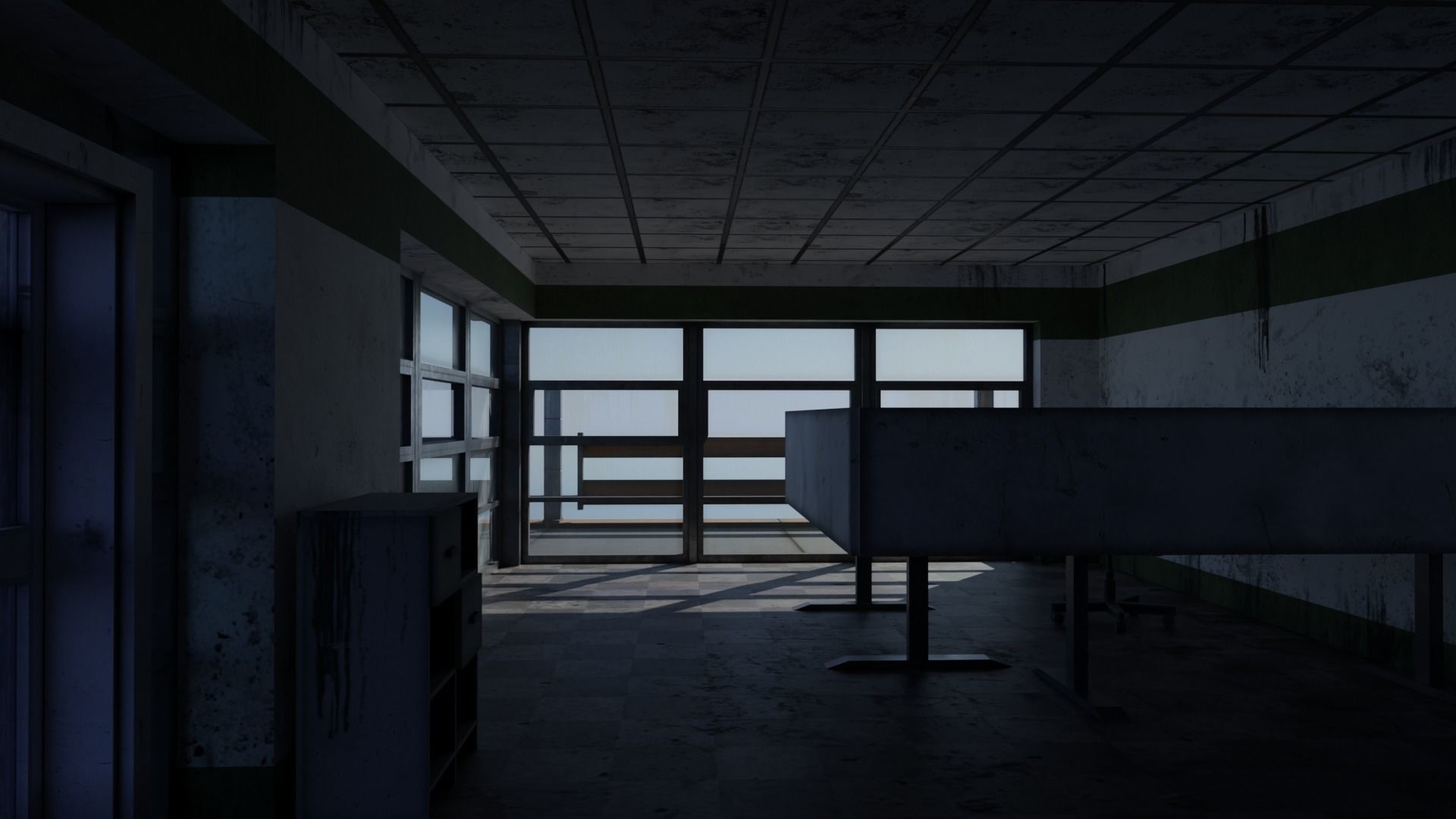 Highrise Building with dirty design and interior Low-poly 3D model_3