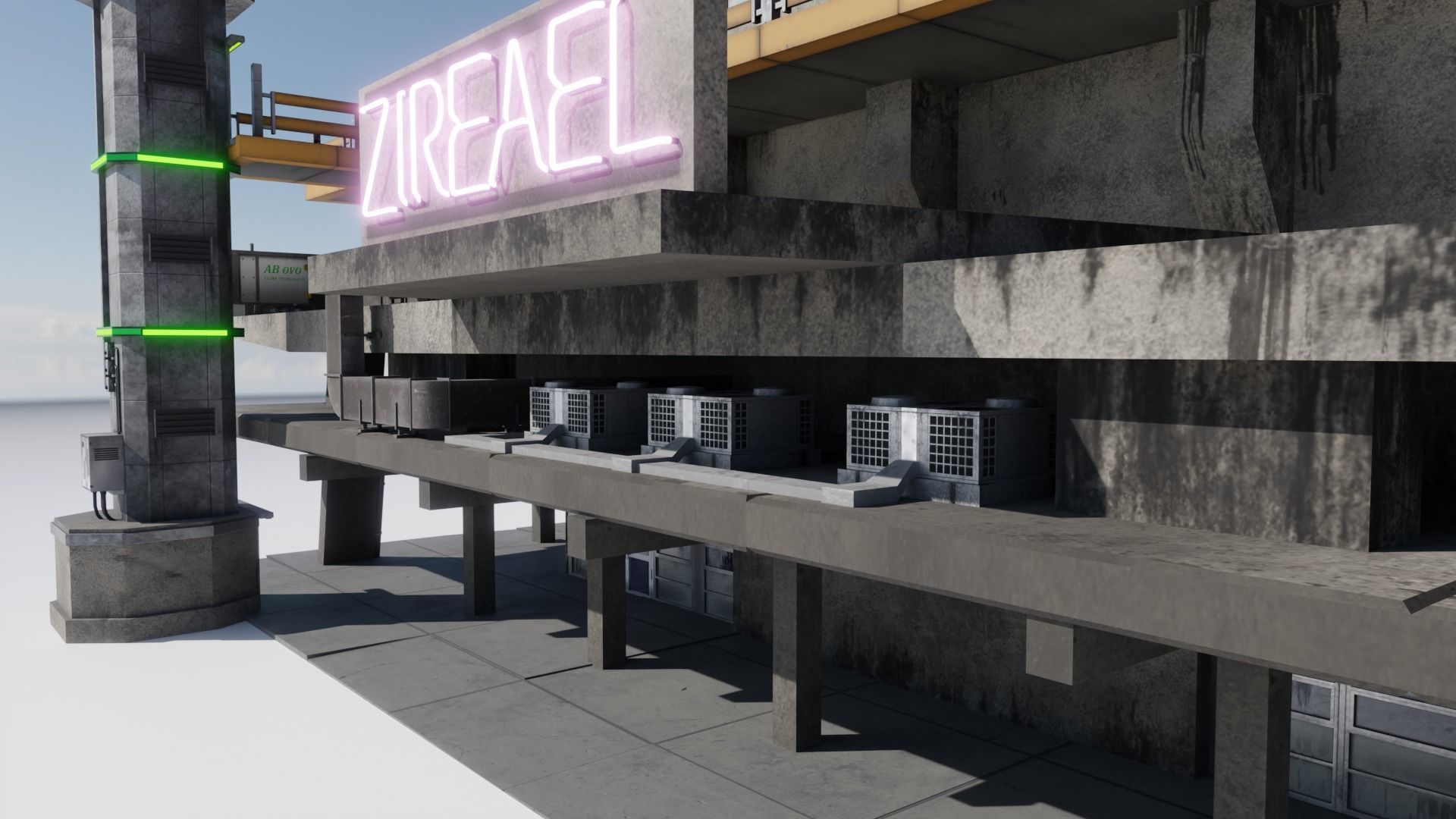 Highrise Building with dirty design and interior Low-poly 3D model_8