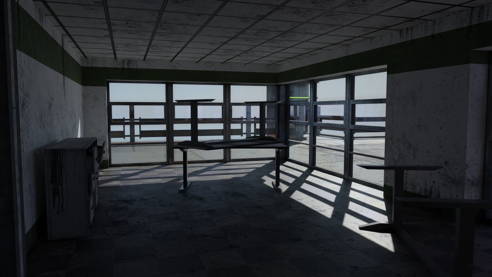 Highrise Building with dirty design and interior Low-poly 3D model_5