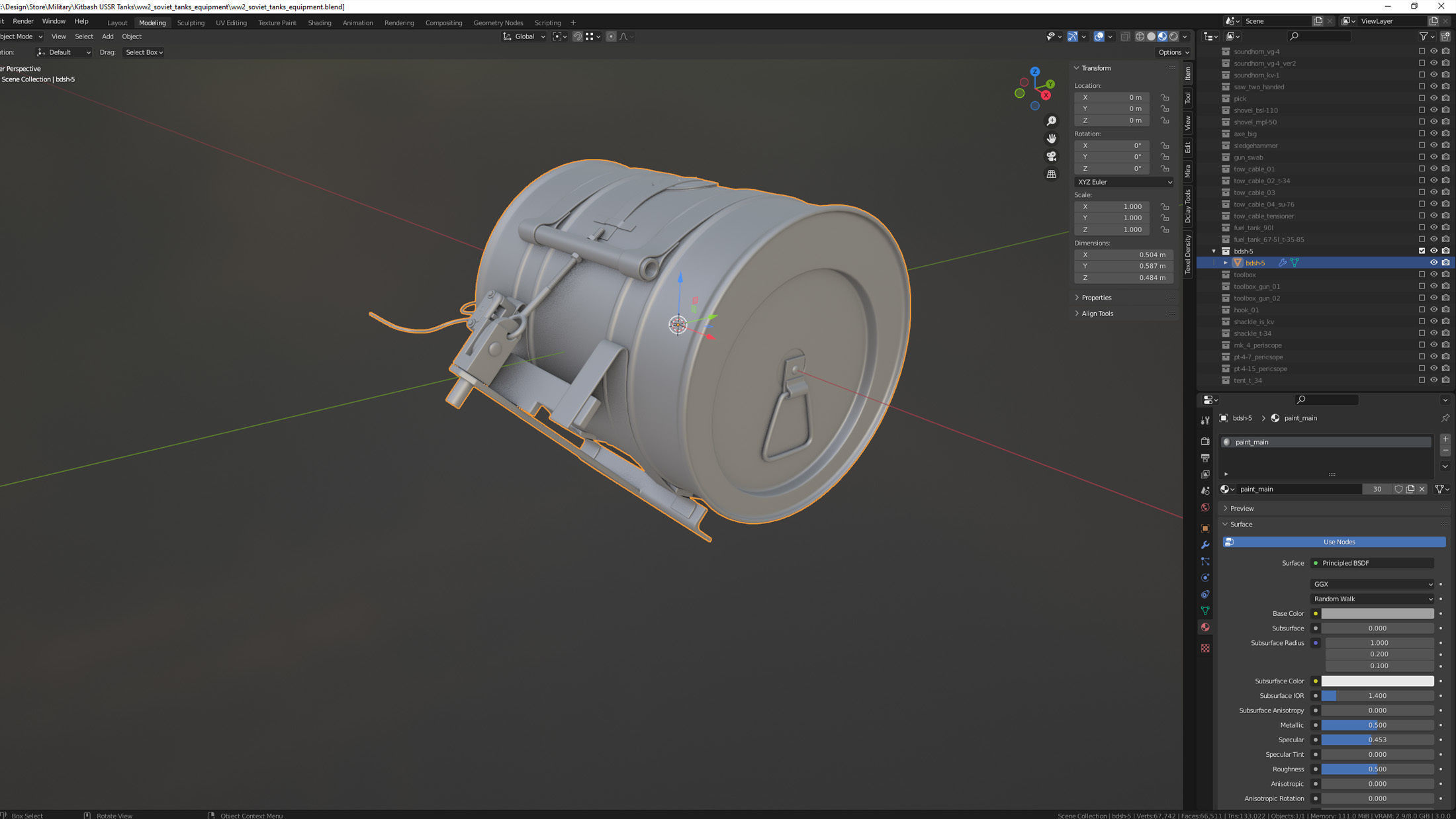 WW2 Soviet Tank External Equipment Set  3D model_47