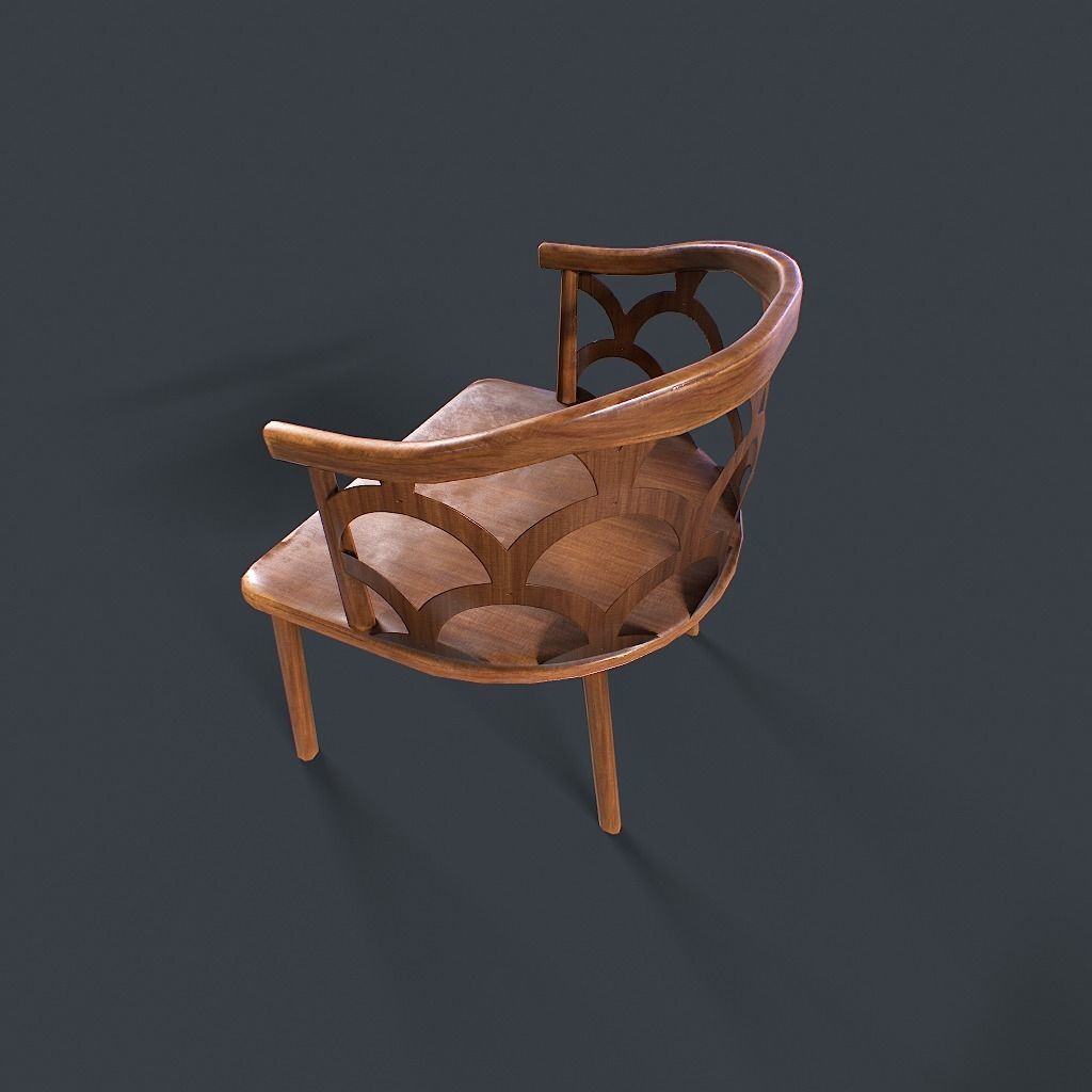 Retro Table and chair Low-poly 3D model_21