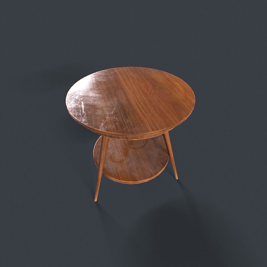 Retro Table and chair Low-poly 3D model_16