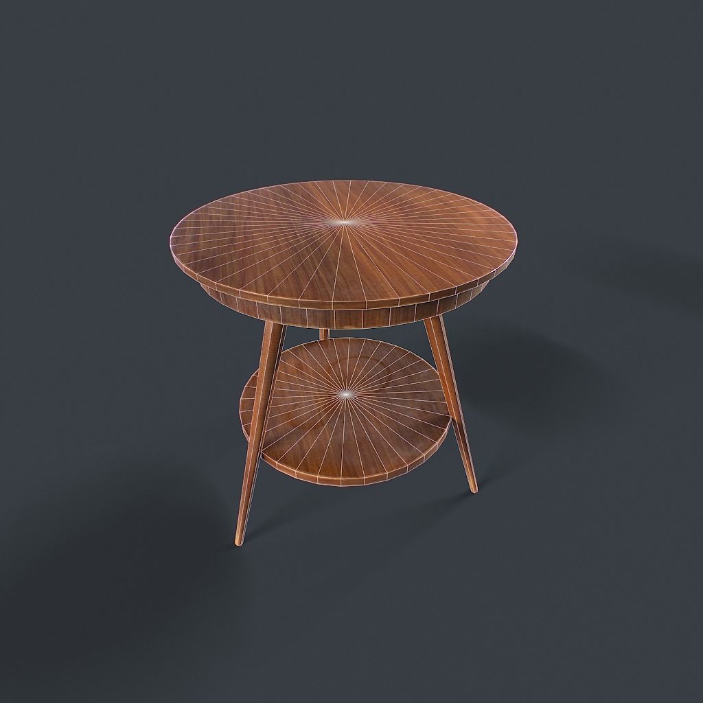 Retro Table and chair Low-poly 3D model_24