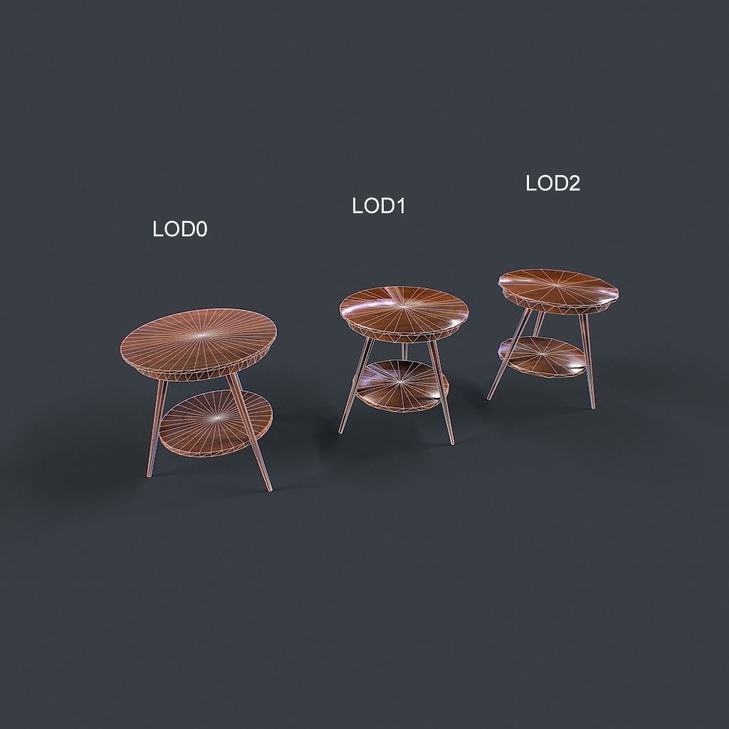 Retro Table and chair Low-poly 3D model_30