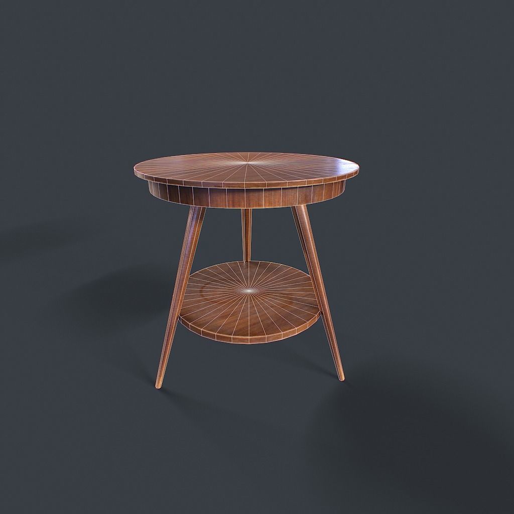Retro Table and chair Low-poly 3D model_25
