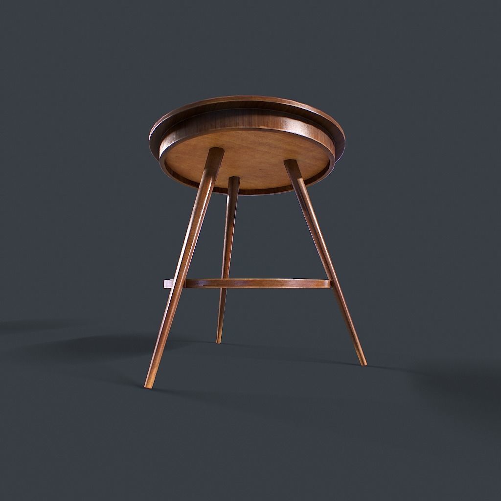 Retro Table and chair Low-poly 3D model_15