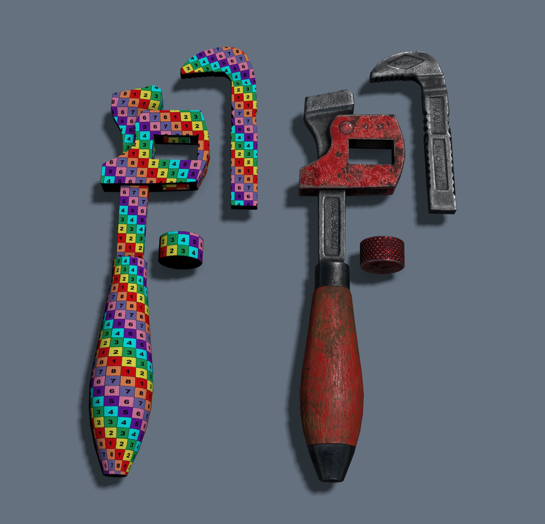 Wrench VR 1x1 pixel Low-poly 3D model_8