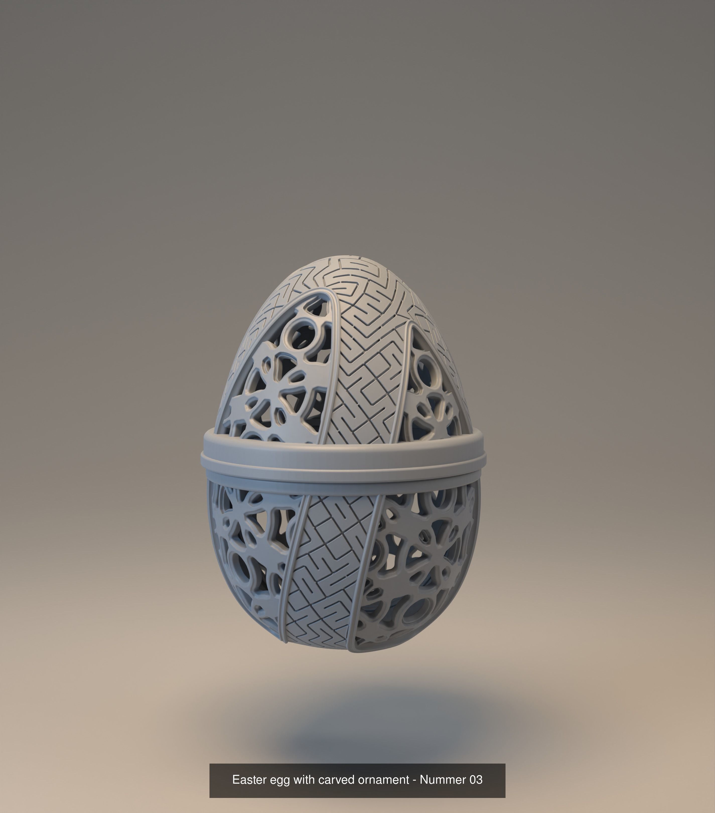 Pack of six easter egg with carved ornament 3D Model Collection_11