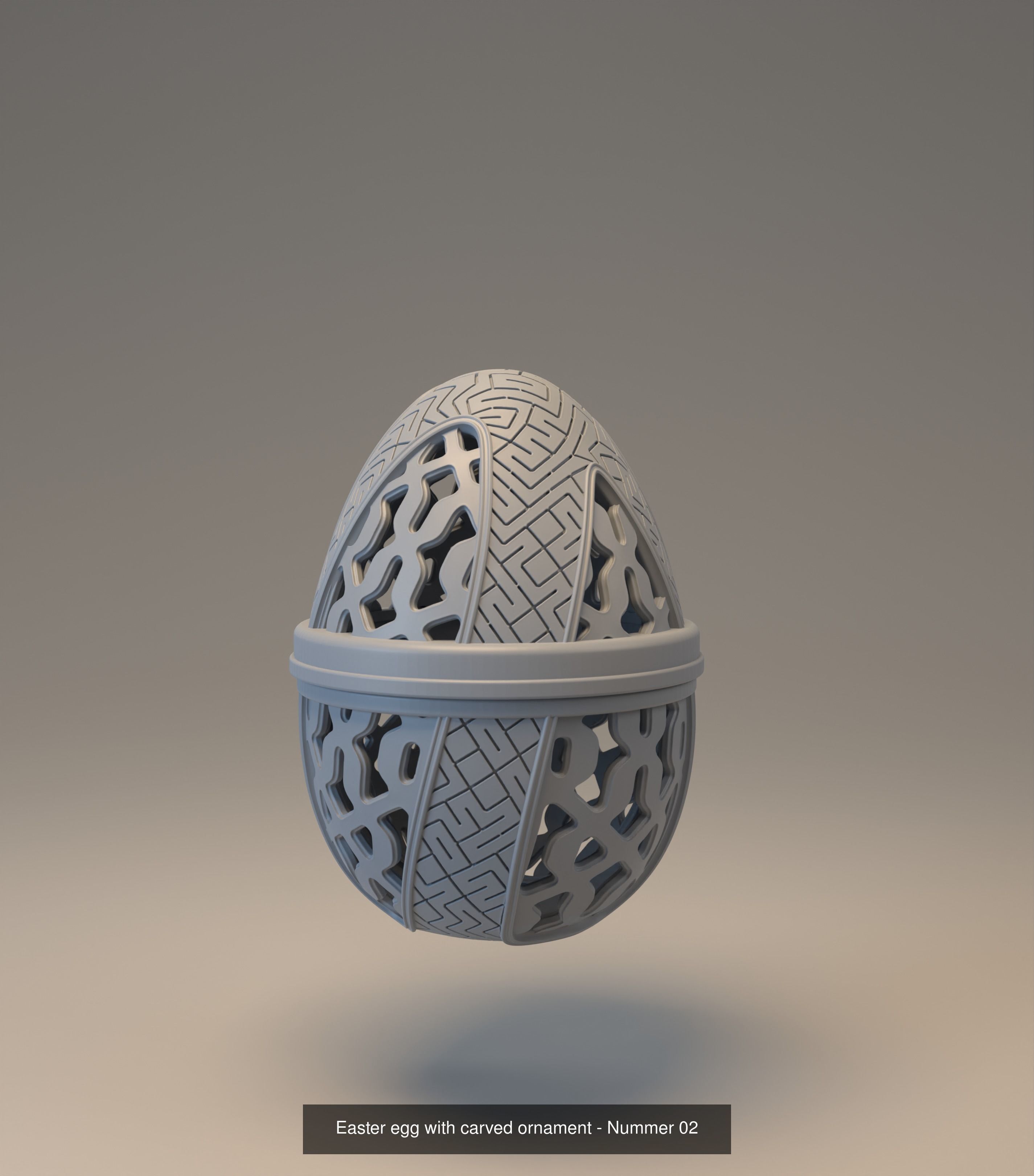 Pack of six easter egg with carved ornament 3D Model Collection_12