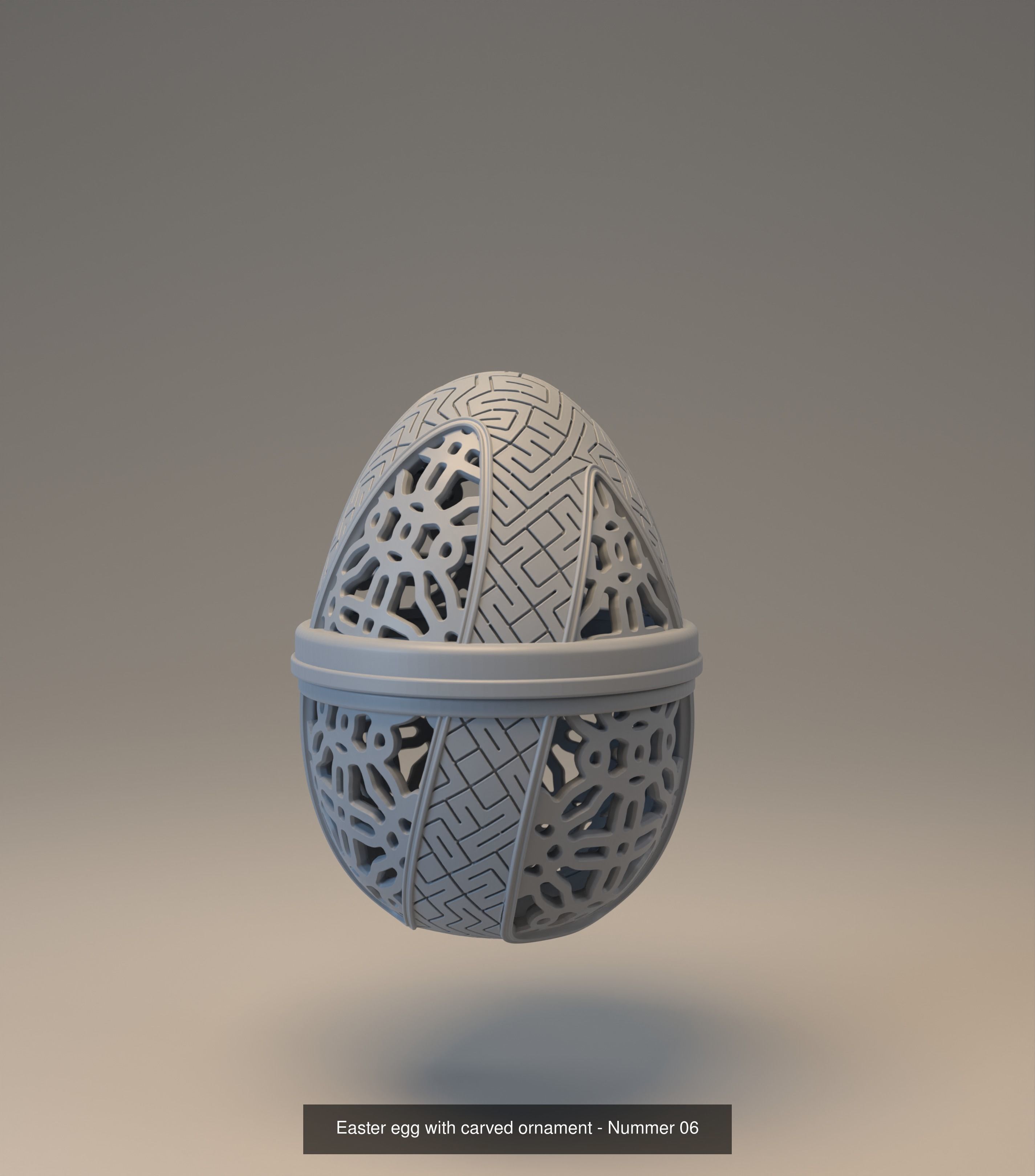 Pack of six easter egg with carved ornament 3D Model Collection_8