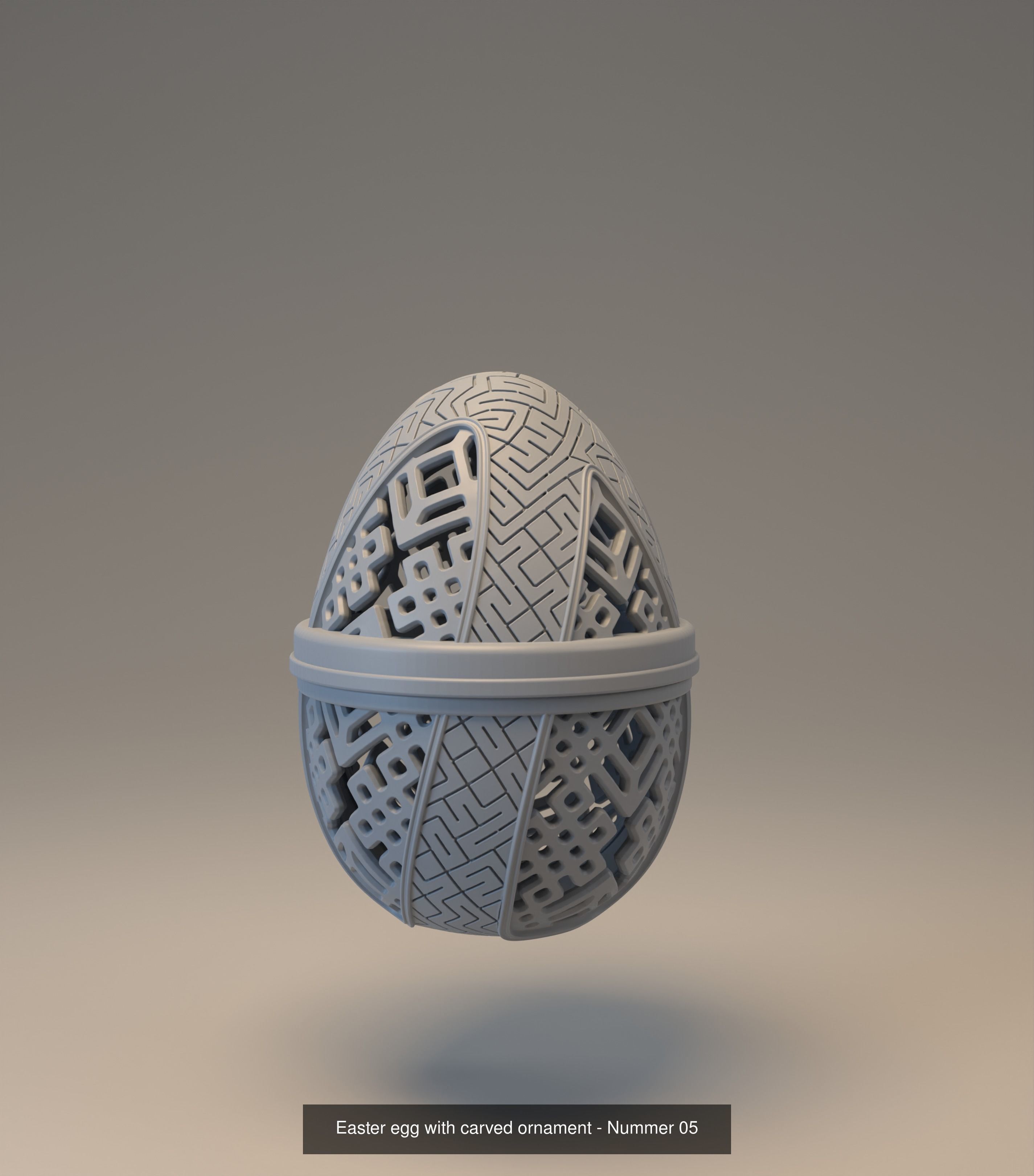 Pack of six easter egg with carved ornament 3D Model Collection_9