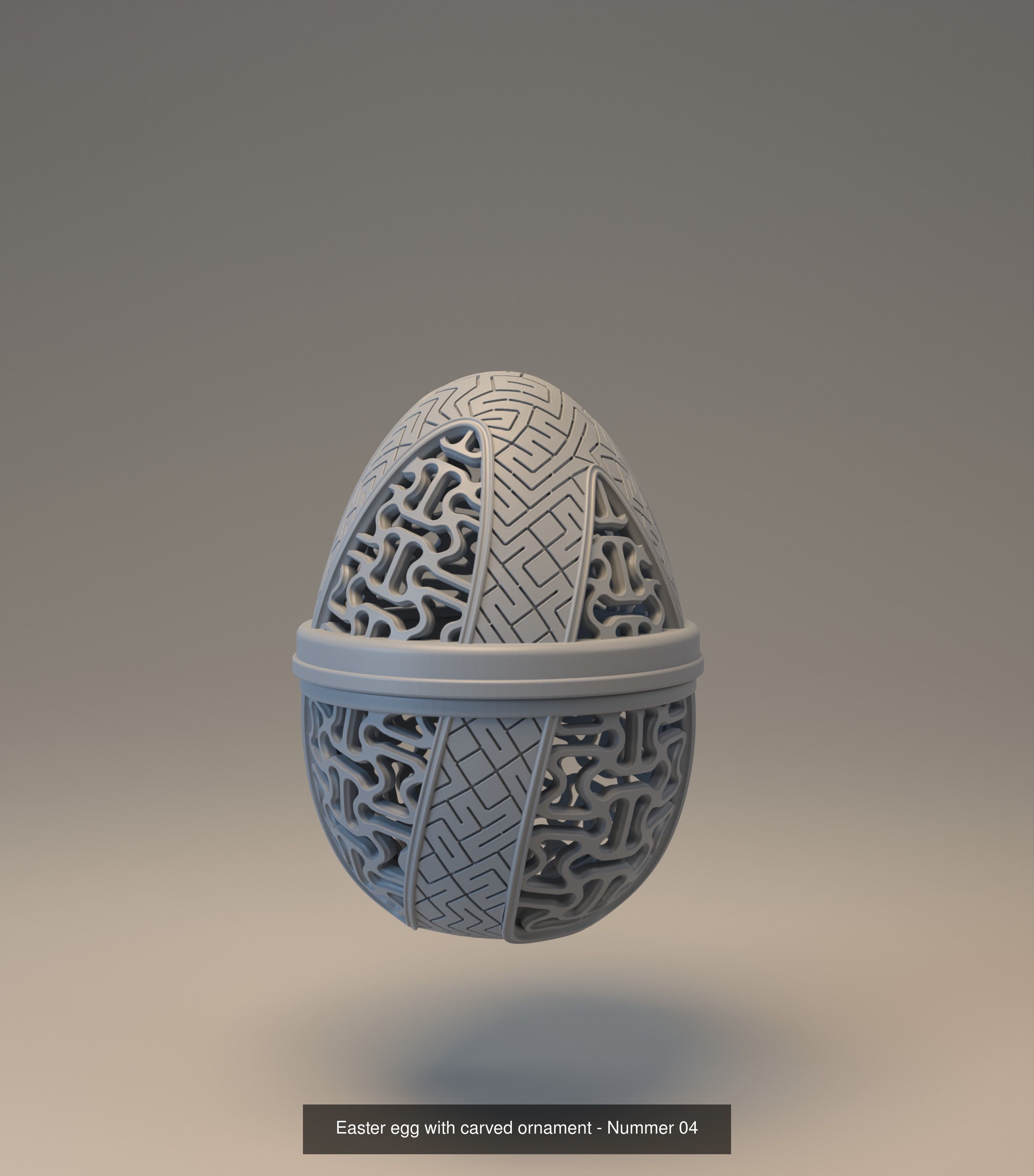 Pack of six easter egg with carved ornament 3D Model Collection_10