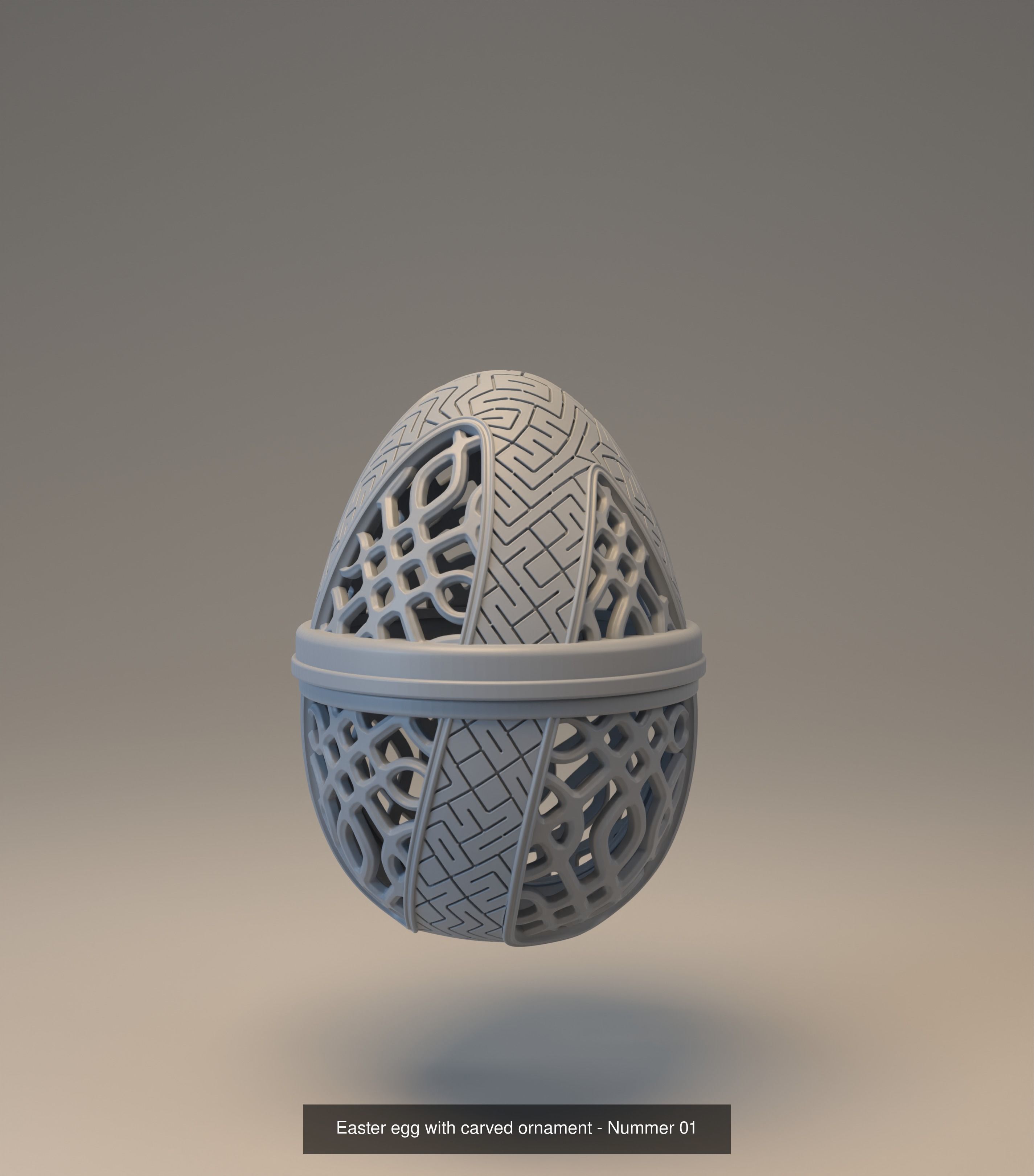 Pack of six easter egg with carved ornament 3D Model Collection_13