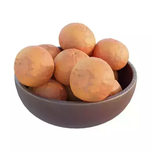 Oranges in a wooden bowl 3D model