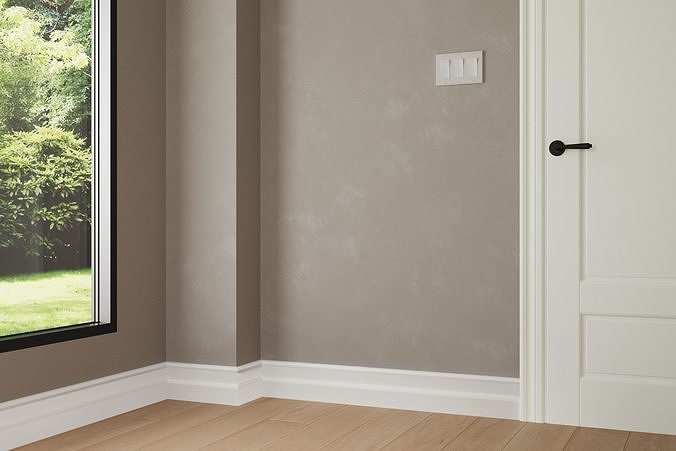 Simple room or hall with door for heater and wall interiors 3D model