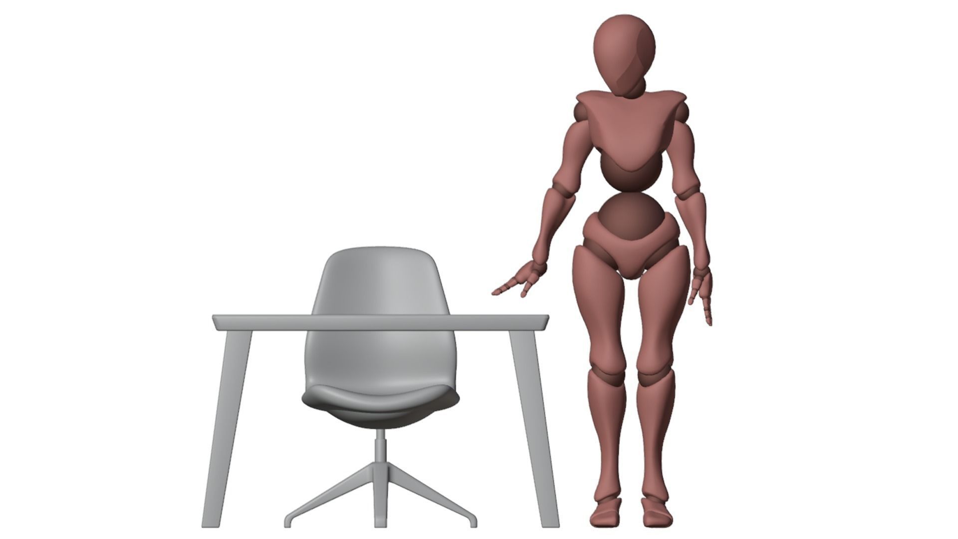 Office chair and table 3D model_12