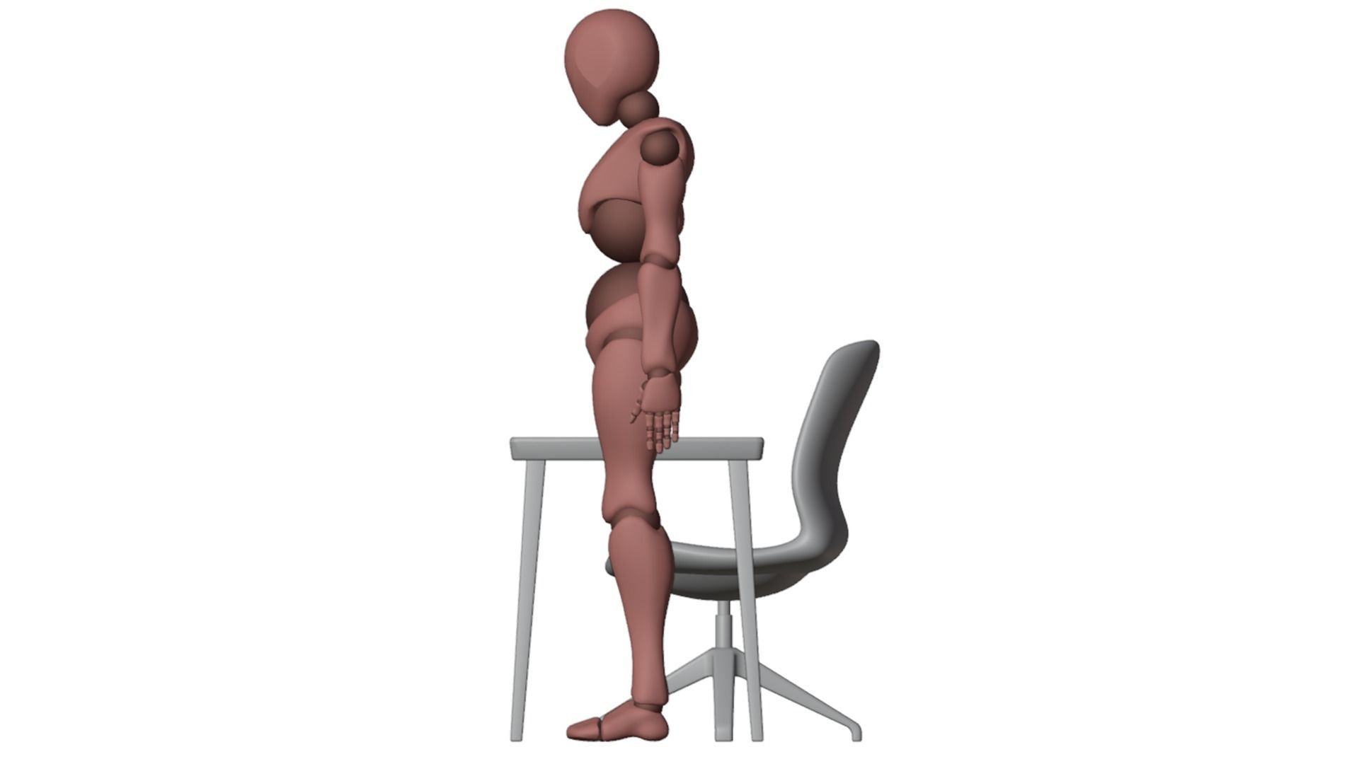 Office chair and table 3D model_11
