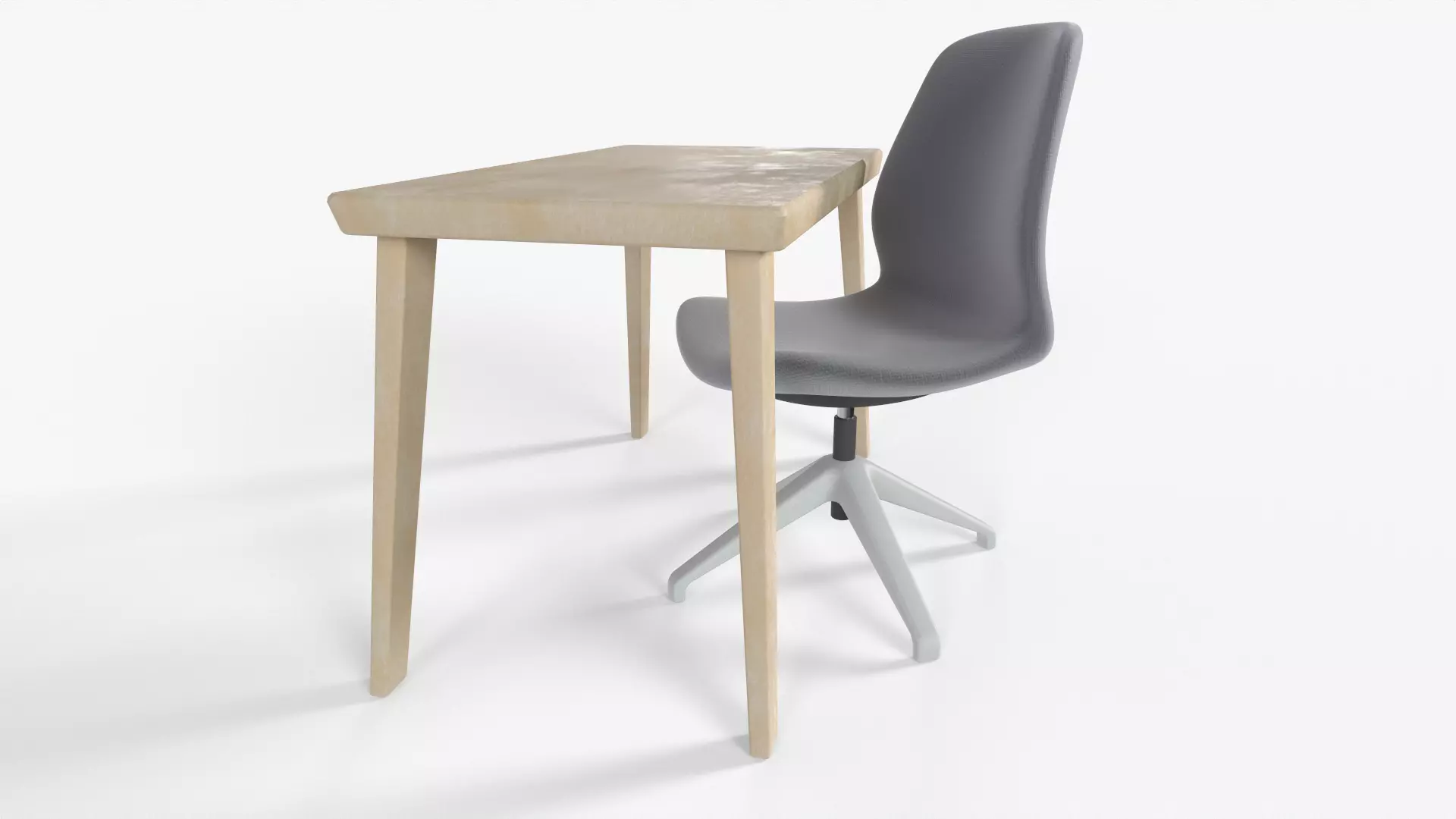 Office chair and table 3D model_0