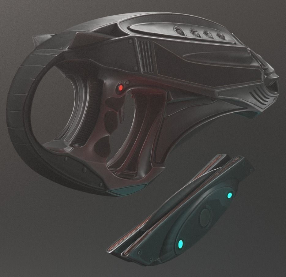 Futuristic Handgun Low-poly 3D model_3